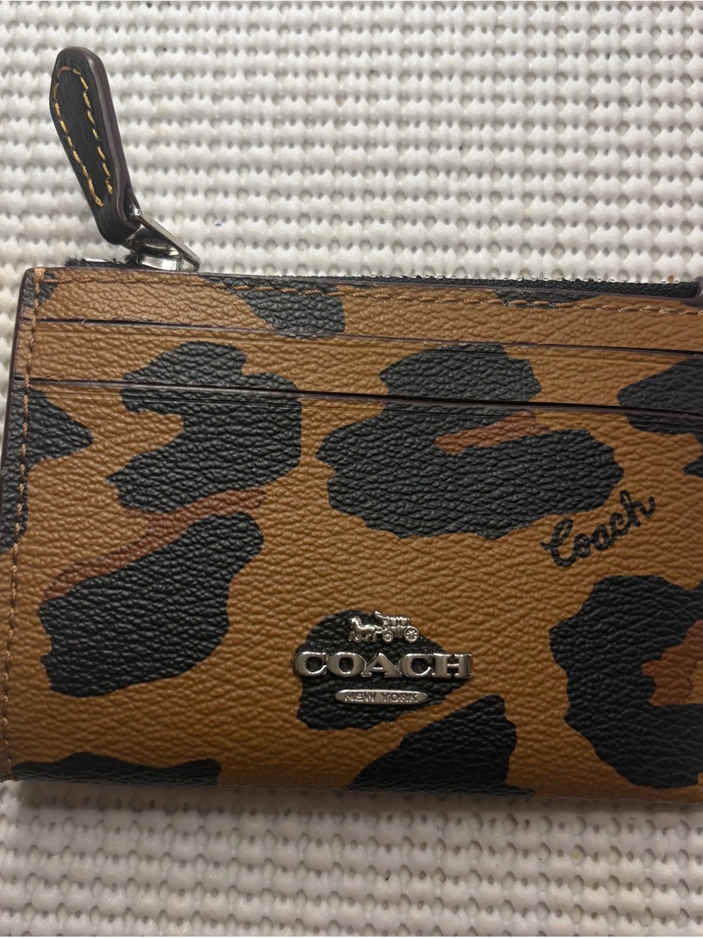 Coach leopard card id wallet